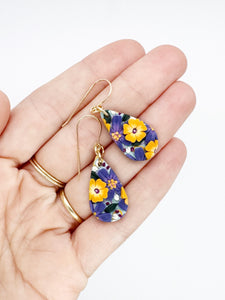 Indigo Garden Medium Teardrop Dangle Earrings