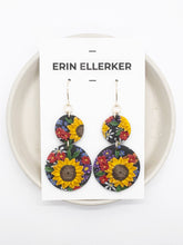Load image into Gallery viewer, Sunflower Bouquet Double-Circle Dangle Earrings
