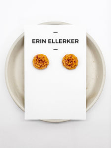 Marigold Flower Stud Earrings (Medium)