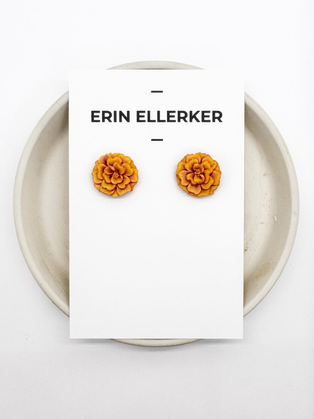 Marigold Flower Stud Earrings (Medium)