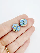 Load image into Gallery viewer, Watercolour Forget-Me-Nots Circle Stud
