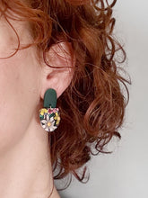 Load image into Gallery viewer, Graffiti Daisies Colour-Block Small Dangle Earrings
