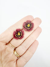 Load image into Gallery viewer, Pansy Flower Statement Stud in Red
