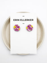 Load image into Gallery viewer, Pink Cosmos Circle Stud Earrings
