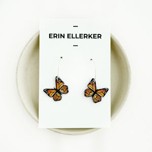 Monarch Butterfly Small Hoop Earrings