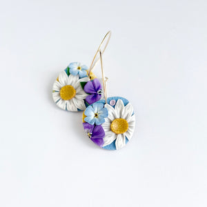 Spring Wildflowers Hoop Earrings