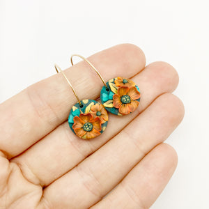 Burnt Orange Bouquet Circle Hoop Earrings