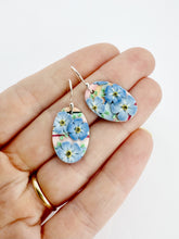 Load image into Gallery viewer, Watercolour Forget-Me-Nots Oval Dangle Earrings
