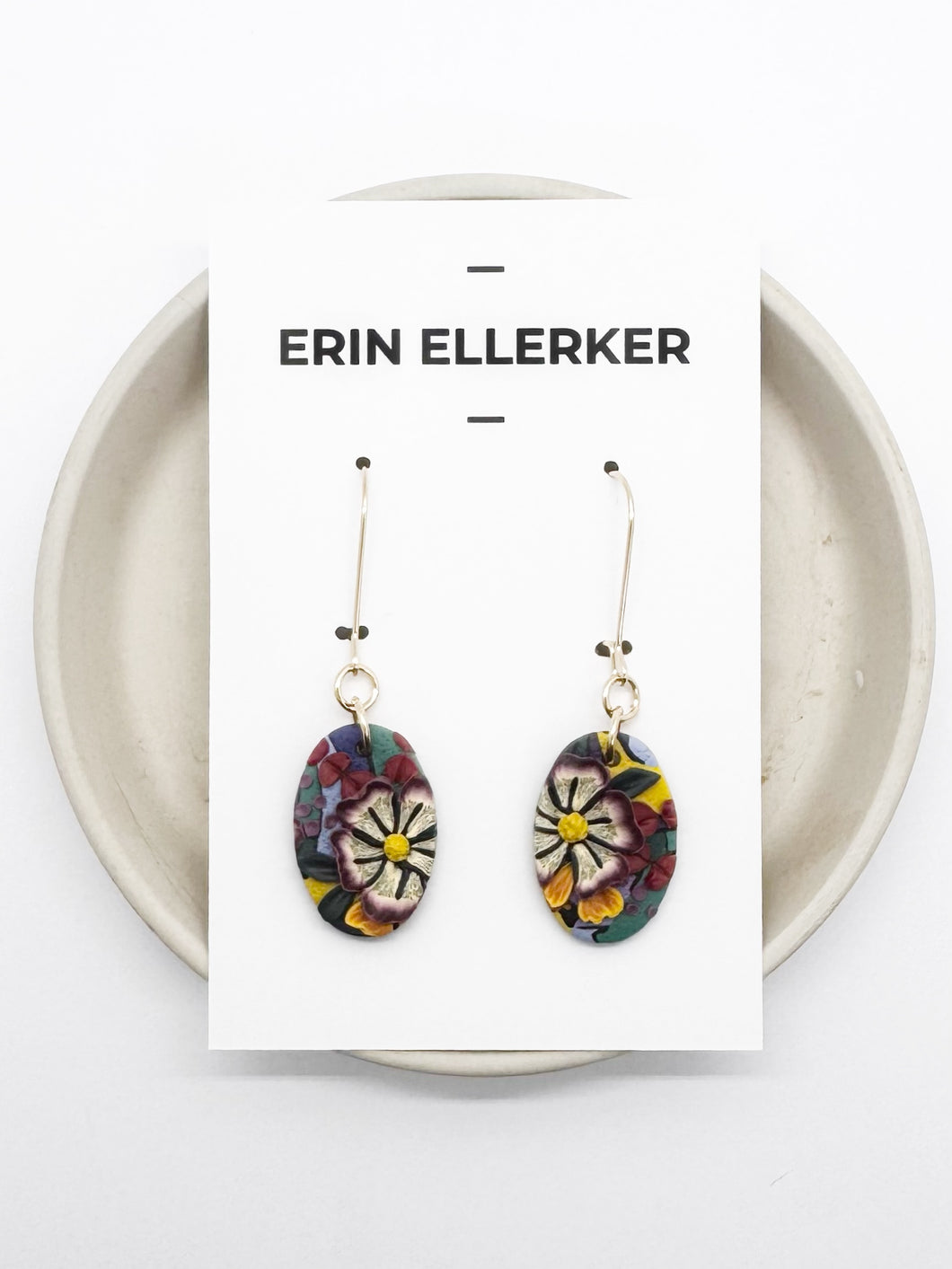 Fall Kaleidoscope Small Oval Dangle Earrings
