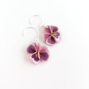 Pansy Blossom Dangles in Pink/Purple