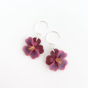 Pansy Blossom Dangles in Burgandy/Blue