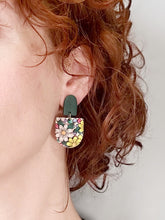 Load image into Gallery viewer, Graffiti Daisies Colour-Block Large Dangle Earrings
