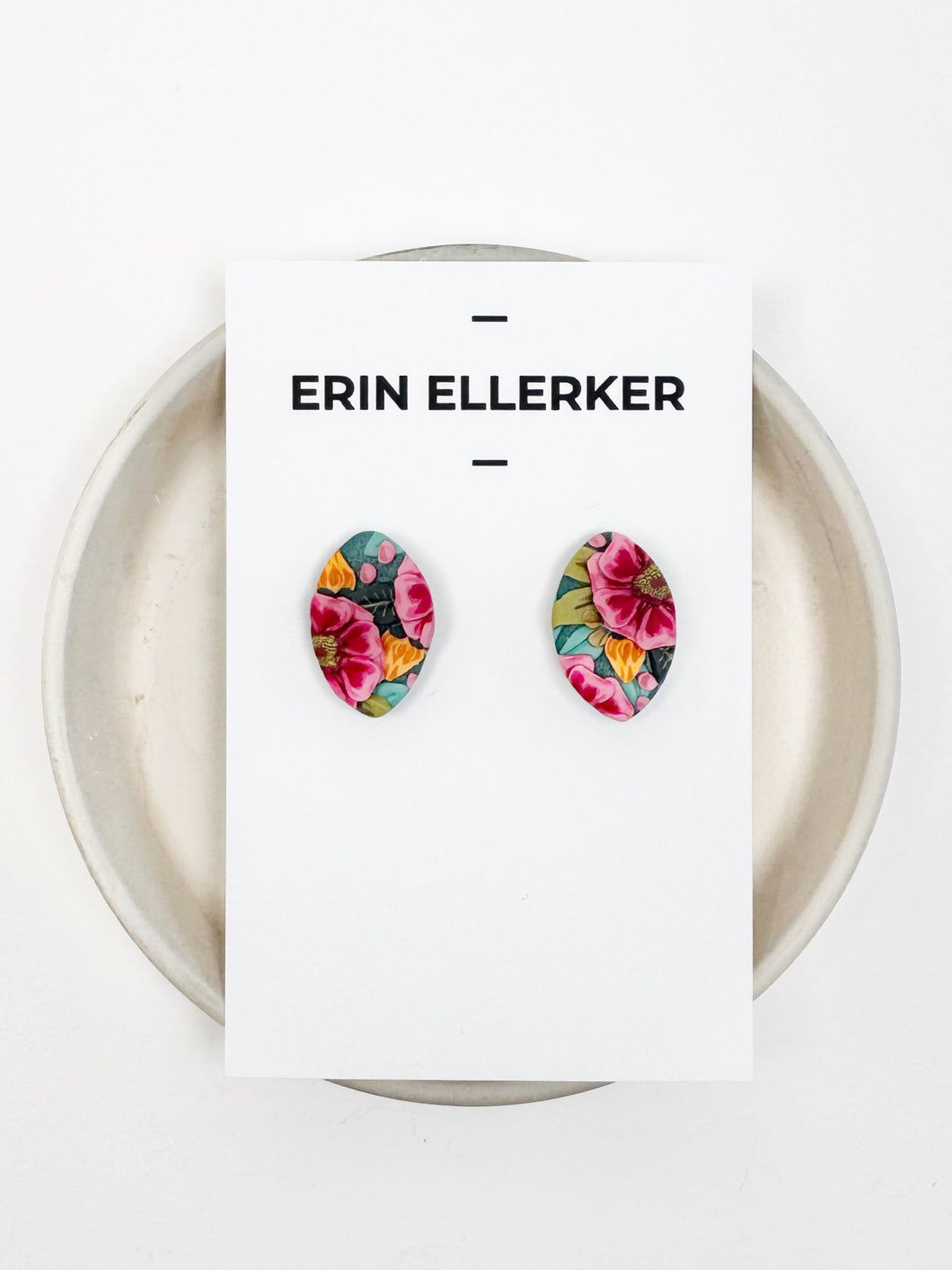 Pink & Teal Large Small Stud Earrings