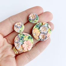 Load image into Gallery viewer, Pastel Bouquet Medium Circle Dangle Earrings
