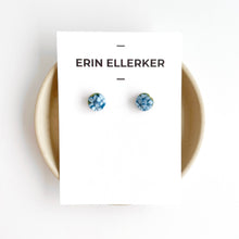 Load image into Gallery viewer, Blue Hydrangeas Mini Circle Stud Earrings
