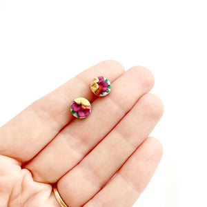 Vibrant Petals Mini Circle Stud Earrings