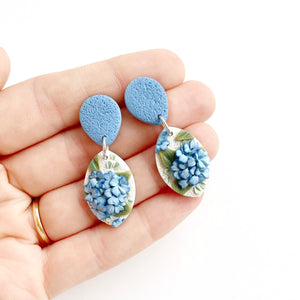 Blue Hydrangeas Medium Dangle Earrings