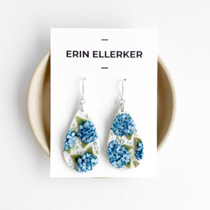 Blue Hydrangeas Large Dangle Earrings