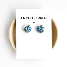 Load image into Gallery viewer, Blue Hydrangeas Circle Stud Earrings
