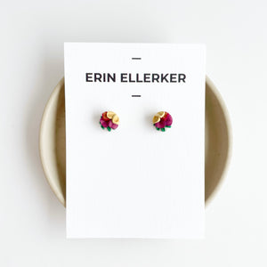 Vibrant Petals Mini Circle Stud Earrings