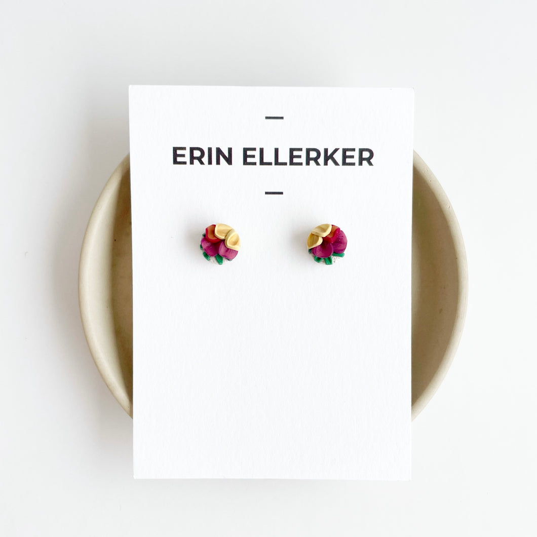 Vibrant Petals Mini Circle Stud Earrings