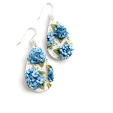 Load image into Gallery viewer, Blue Hydrangeas Large Dangle Earrings
