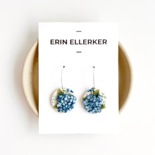 Load image into Gallery viewer, Blue Hydrangeas Circle Hoop Earrings
