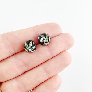 LAST CALL - Flowering Greens Mini Circle Stud Earrings