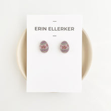 Load image into Gallery viewer, Mauve Flowers Mini Egg Stud
