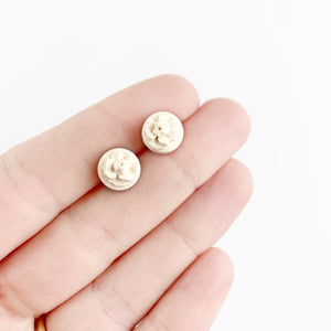 Ivory Monochrome Mini Circle Stud Earrings