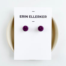 Load image into Gallery viewer, Purple Monochrome Mini Circle Stud Earrings
