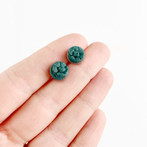 Green Monochrome Mini Circle Stud Earrings