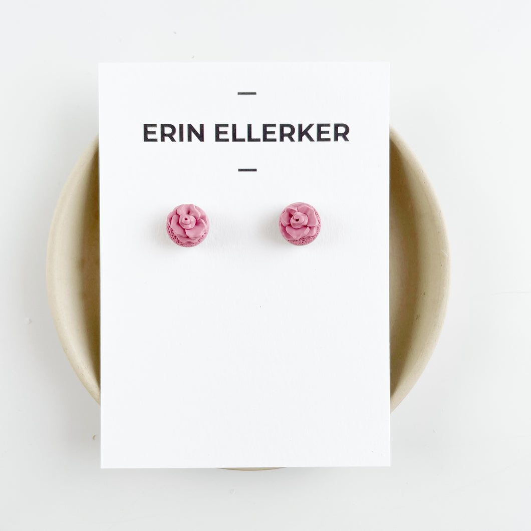 Pink Monochrome Mini Circle Stud Earrings