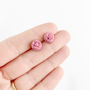 Pink Monochrome Mini Circle Stud Earrings