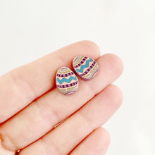 Load image into Gallery viewer, Blue Zigzag Mini Egg Stud
